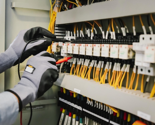 Electrical engineers test electrical installations and wiring